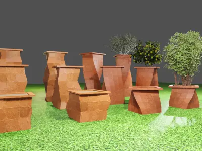 Terra cotta  pot design 2 Low-poly 3D model