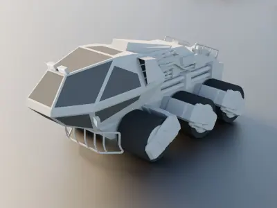 Lowpoly Scifi Vehicle Truck KitBash Low-poly 3D model