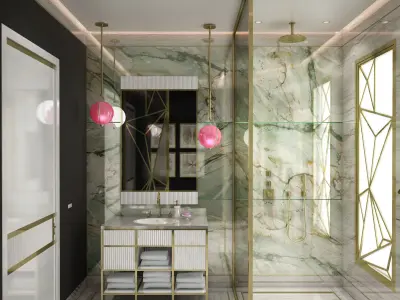 modern  photorealistic bathroom 3D model