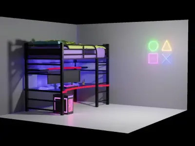 Gaming Room 3D model Low-poly 3D model