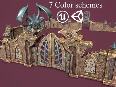 Fantasy cemetery Low-poly 3D model
