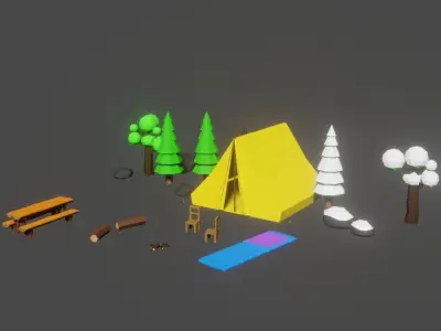 Camp Low Poly Free low-poly 3D model