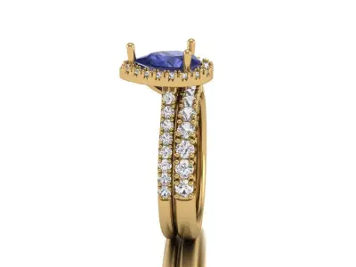 A Harmonious Union The Pear Tanzanite Halo Diamond Bridal Set 3D print model purchase