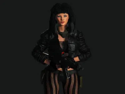 AAA 3D MODEL REALISTIC CHARACTER-FEMALE GUN SHOOTER STREET STYLE Low-poly 3D model
