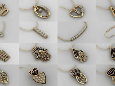 Pendant 3D Print Model Collection with moon and stars 3D Model Pack