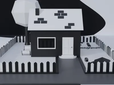 Simple house with garden 3D model