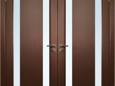 3d house two wooden doors with glass panels 3D model