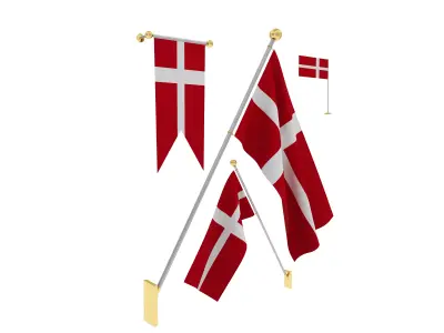 Flags of Denmark 3D model