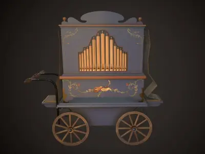 Street organ Low-poly 3D model