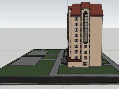 10-storey residential building Low-poly 3D model
