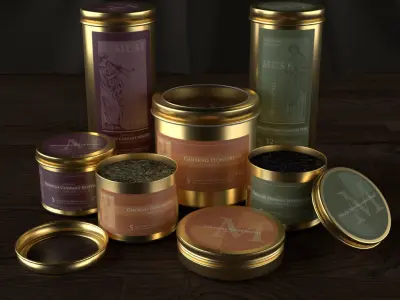 Round Tea Tins with Slip Lid Set 3D model