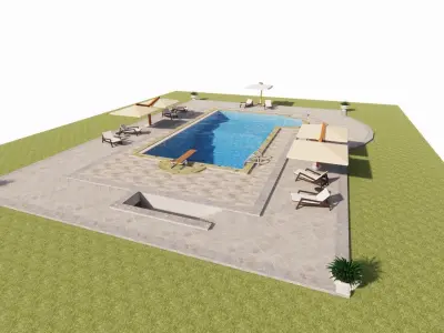 Swimming pool 3D model 10
