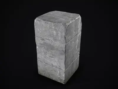 Old concrete block Low-poly 3D model