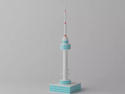 Cartoon N Seoul Tower Landmark Low-poly 3D model