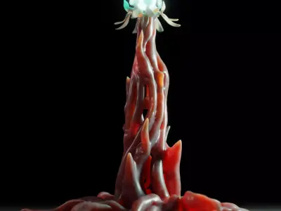 Bioluminescent Alien Plant Organic Sci-Fi Structure 3D model