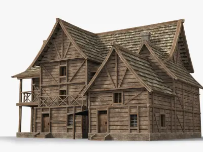 Medieval house x31 Low-poly 3D model