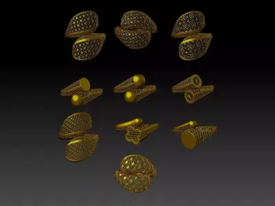 10 BEAUTIFUL LIGHT WEIGHT RINGS READY TO PRINT 3D Model Pack purchase
