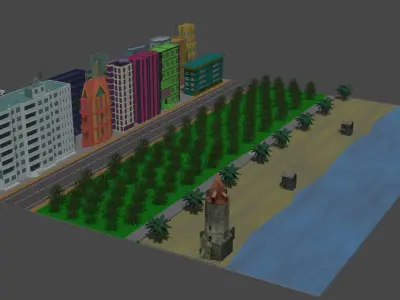 Sea city  Low-poly 3D model