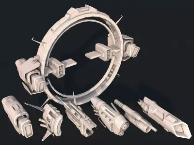 Spacecraft Engine Pack Low-poly 3D model
