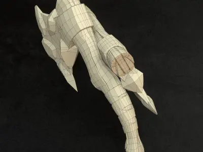 Axe weapon with crystals PBR low-poly game ready Low-poly 3D model