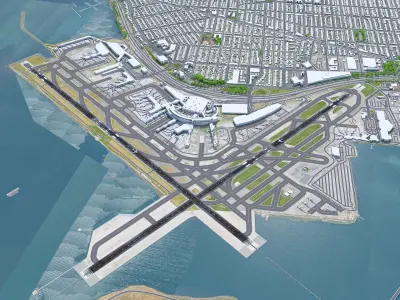 New York LaGuardia Airport 8km Low-poly 3D model
