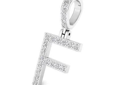 Alphabet F-letter single row pendant 3D print model