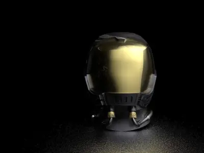 Sci fi medium poly Helmet  Low-poly 3D model