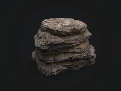 Rock 4 pile Low-poly 3D model