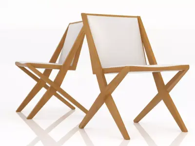 Luiza wooden chair with seat and back 3D model