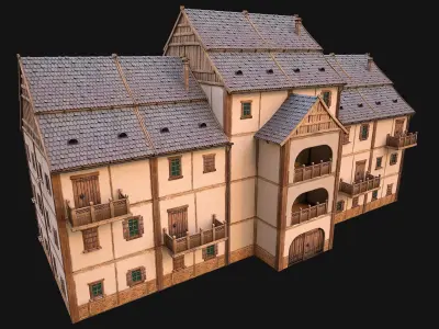 Medieval House Cottage Skyscraper Low-poly 3D model