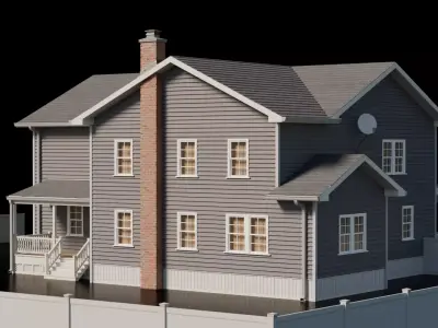 American Cottage House 3 Low-poly 3D model