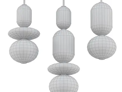 pebbles three glass pendant lights hanging 3D model