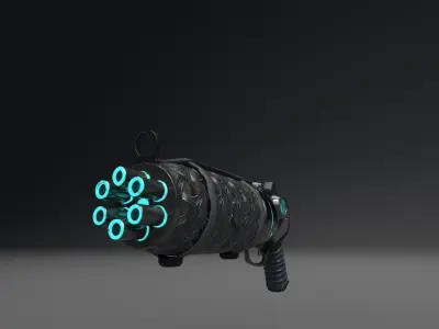 CYBORG gun with lights Low-poly 3D model