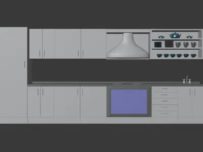 Light wood kitchen 3D model