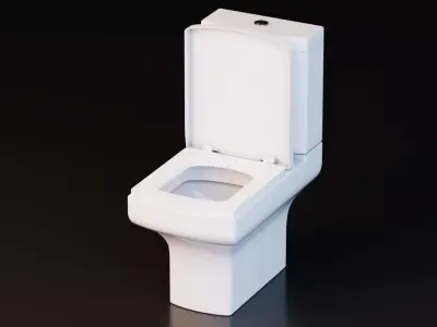 Modern Ceramic Toilet With Toilet Paper Holder Low-poly 3D model