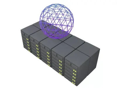 Huge Server Computing Icon v1 004 Low-poly 3D model