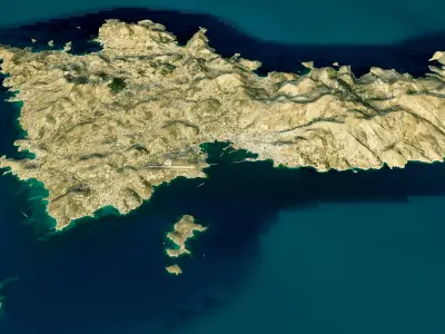 Syros Island 3D model terrain Low-poly 3D model