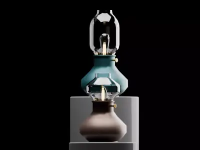Vintage Lamp Antique Oil Lamp Style 3D Low-poly 3D model