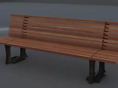 Wooden Bench PBR Game Ready 3D Model Low-poly 3D model
