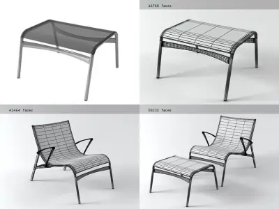 A 438 four different chairs and stool 3D model
