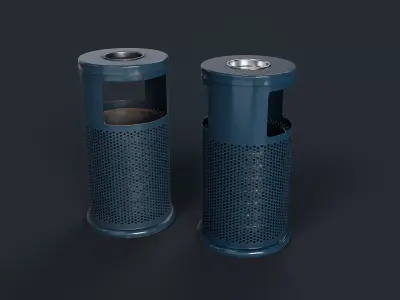 Street Trash Can 2 PBR Game Ready Low-poly 3D model