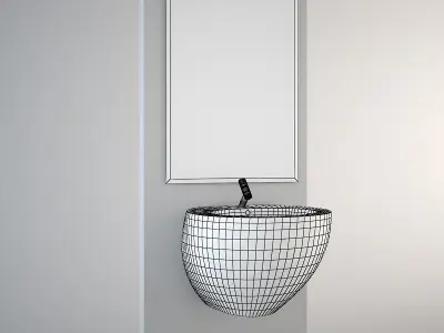 Wall hung Egg Pod wash-basin 3D model