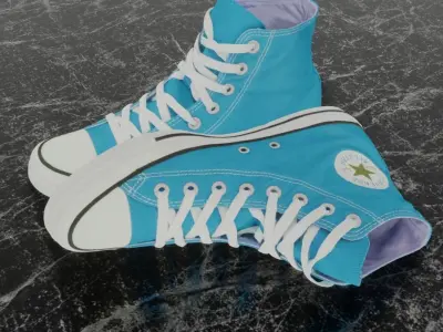 CONVERSE 3D SHOES - LIGHT BLUE Low-poly 3D model