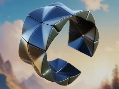 TriFold Quantum Ring - Futuristic Customizable Sci-Fi Jewelry 69 3D print model