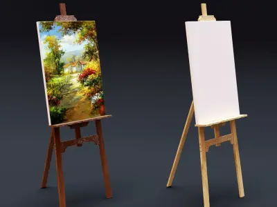 Carved Wood Easel for Painting 3D model