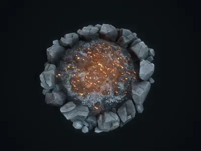 Camping  bonfire Low-poly 3D model