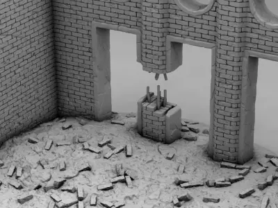 Ruined building 3D print model
