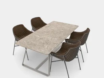 Dining set with table and chair  3D model