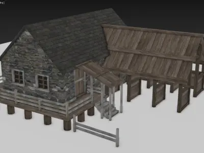 Medieval Stable Low-poly 3D model