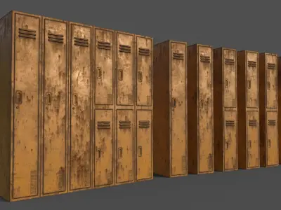 PBR School Gym Locker 06 - Yellow Low-poly 3D model